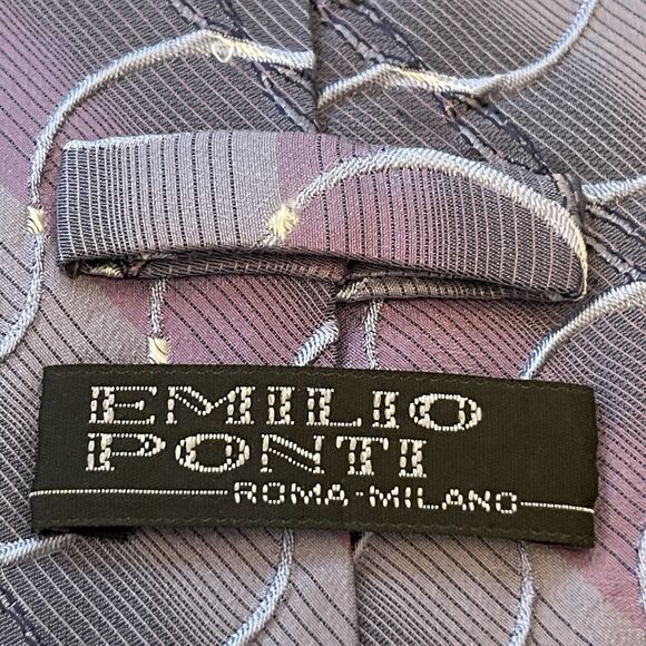 Emilio Ponti Roma Milano Hand Made 100% Silk Men’s Neck Tie - Picture 8 of 9